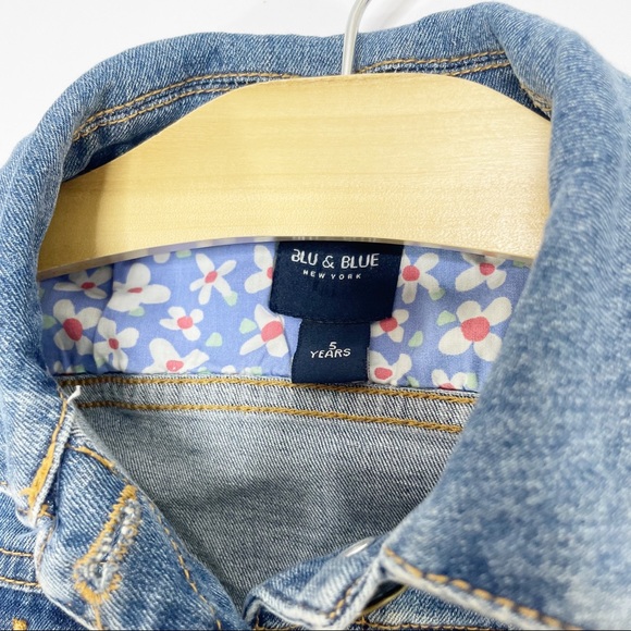 BLU & BLUE Distressed Denim Jacket with Buttons - Size 5 Little Kids - Picture 2 of 9